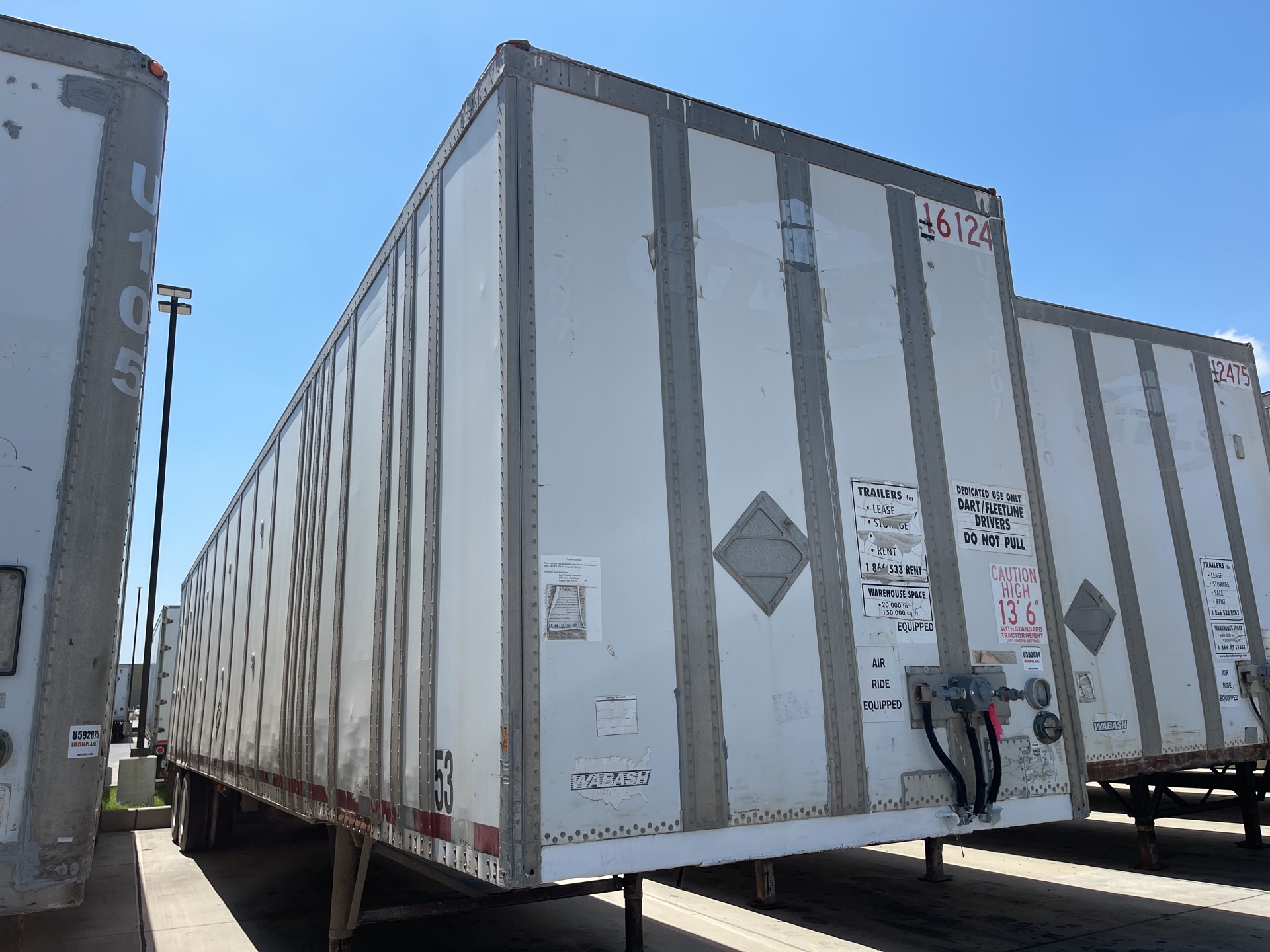 1995 Wabash  53 ft x 102 in T/A Van Trailer